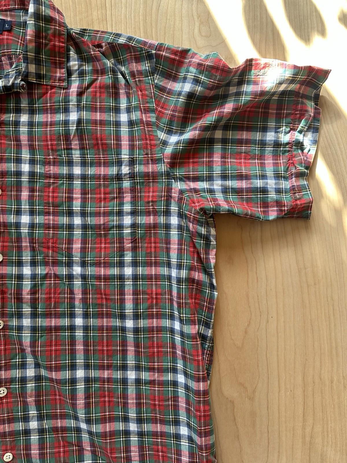 vintage 90's POLO RALPH LAUREN plaid CAMP COLLAR size LARGE striaght hem