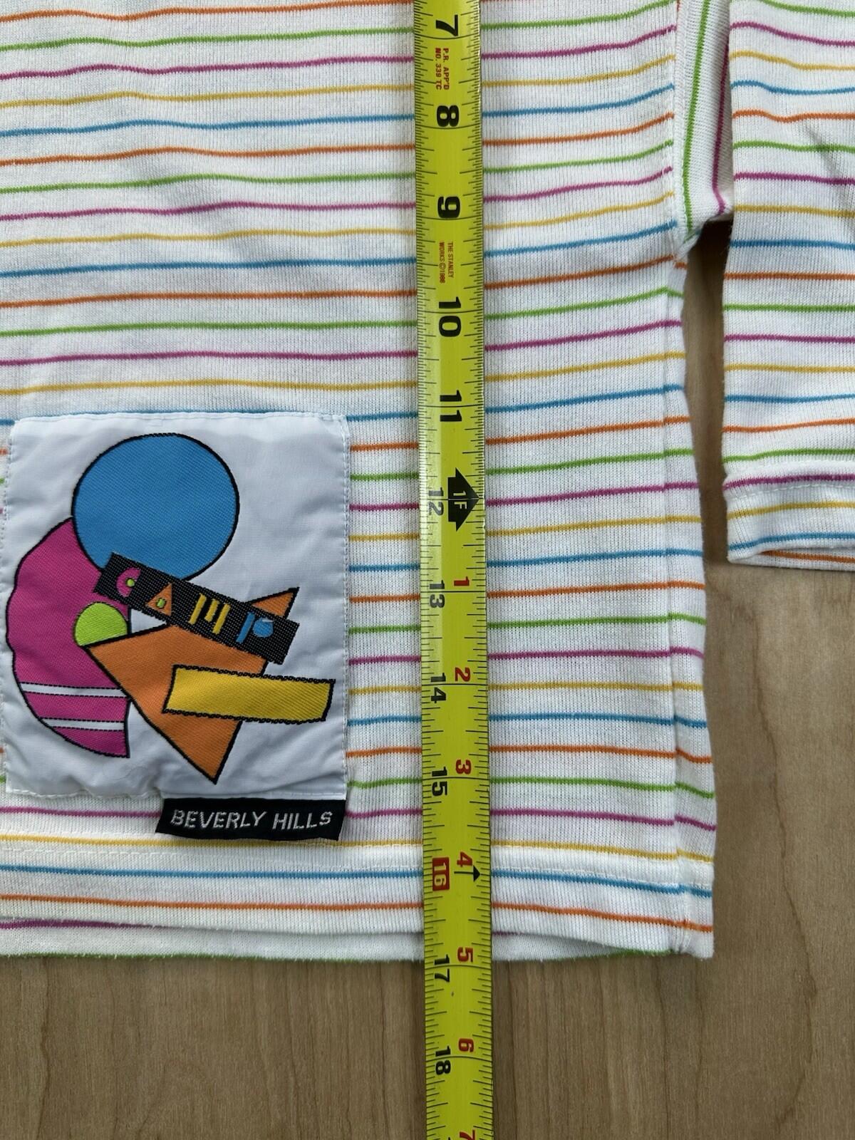 vintage 80's CAMP BEVERLY HILLS crop top applique NEW WAVE striped VALLEY GIRL