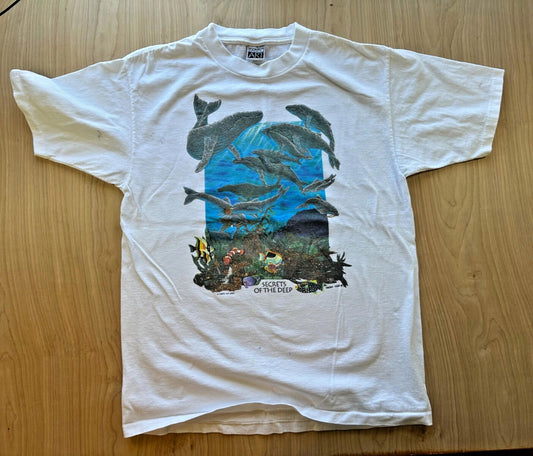 Vintage Fabric Art single stitch T shirt Markus Willis whales Hippie Boho