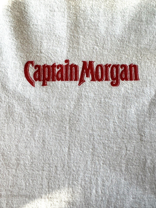 vintage 80's CAPTAIN MORGAN t shirt FRUIT OF THE LOOM single stitch LARGE white