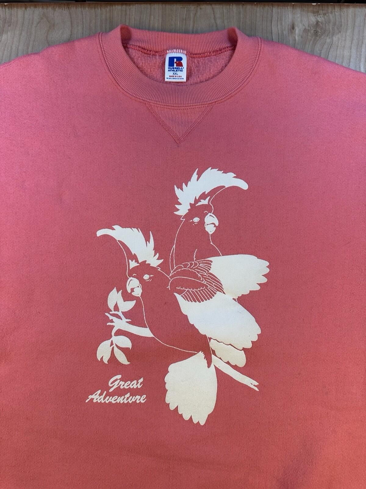 vintage 80's GREAT ADVENTURE sweatshirt RUSSELL ATHLETIC USA made XXL pink