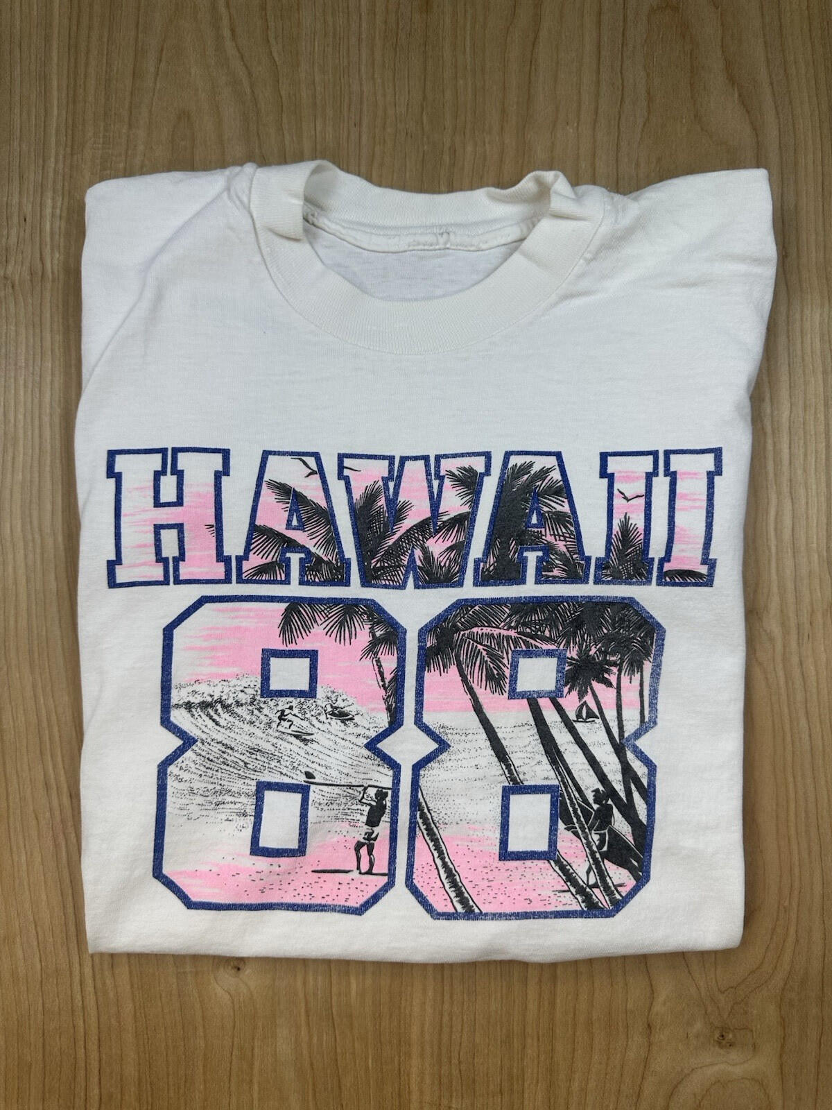 vintage 1988 HAWAII surfing T SHIRT tourist BEACH WARE skateboarding SMALL white