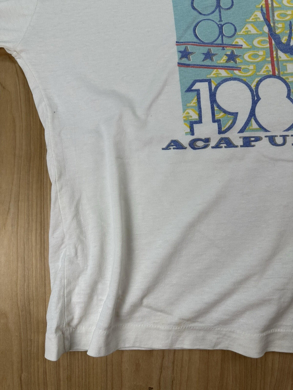 vintage 80's OP ocean pacific T SHIRT 1988 ACAPULCO white SIZE LARGE skater SURF