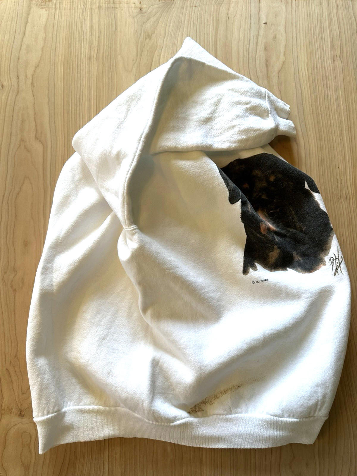 vintage 1990's paint splattered ROTTWEILER white SWEATSHIRT hanes USA indie