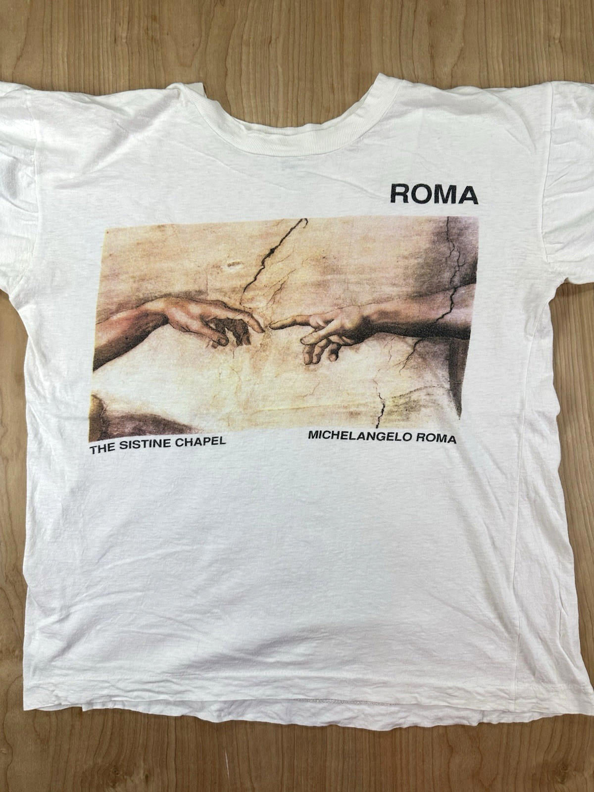 vintage 80's MICHELANGELO ROMA t shirt SISTINE CHAPEL xl COTTON creation of adam