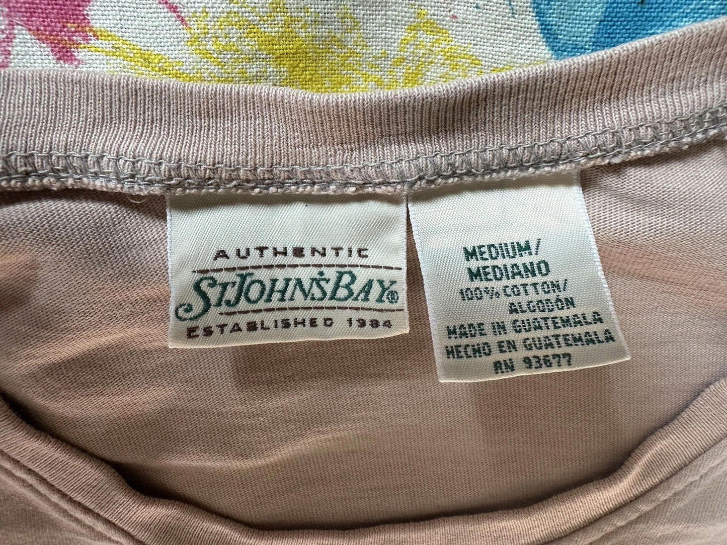vintage 90's ST JOHNS BAY kakhi T SHIRT BLANK medium SLIGHT FADE soft WORN gorp