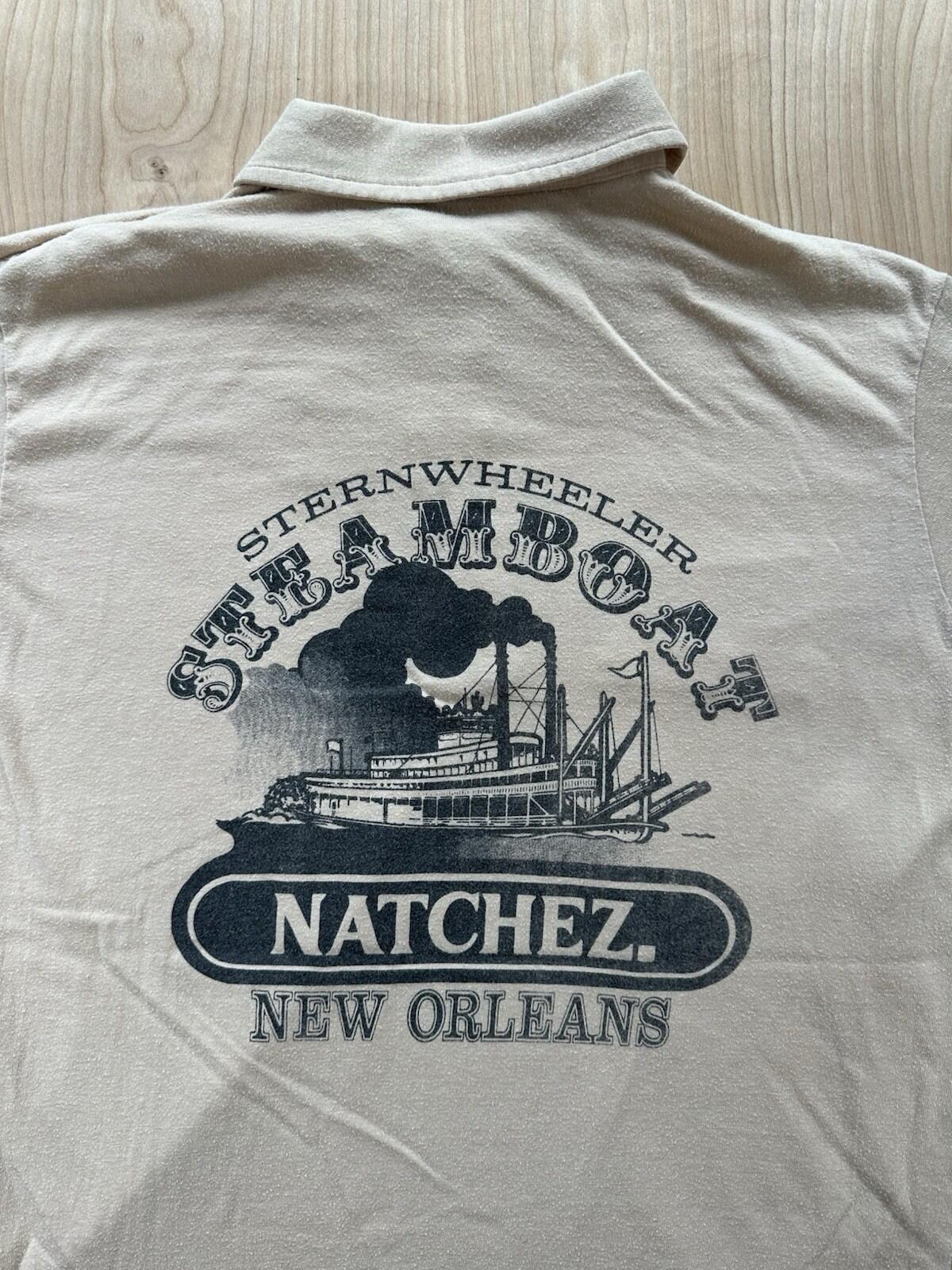 vintage 70's STEAMBOAT shirt NEW ORLEANS natchez LARGE pocket 2 sided RARE