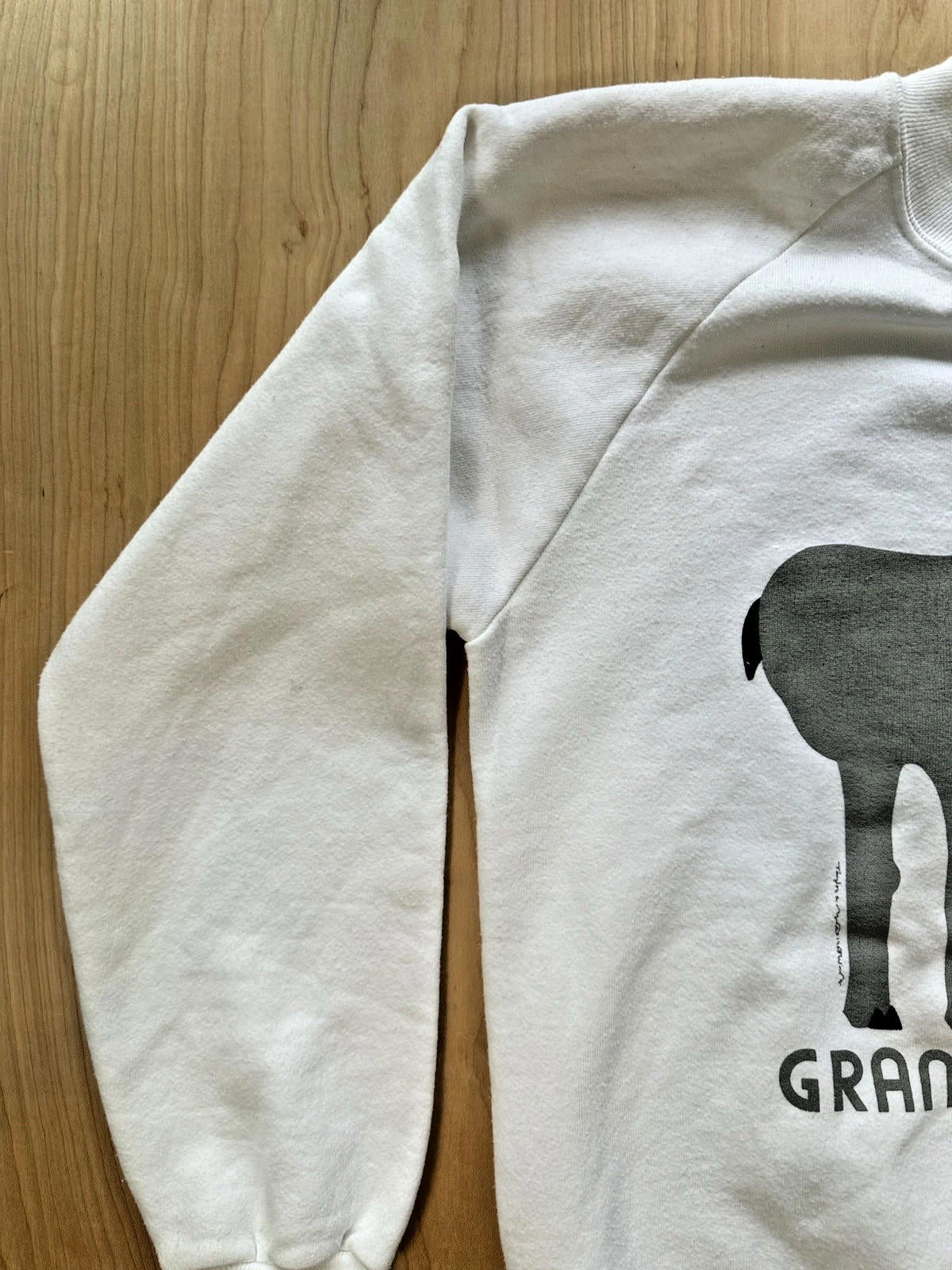 1980's vintage GRAND TETONS national park SWEATSHIRT white MEDIUM moose usa