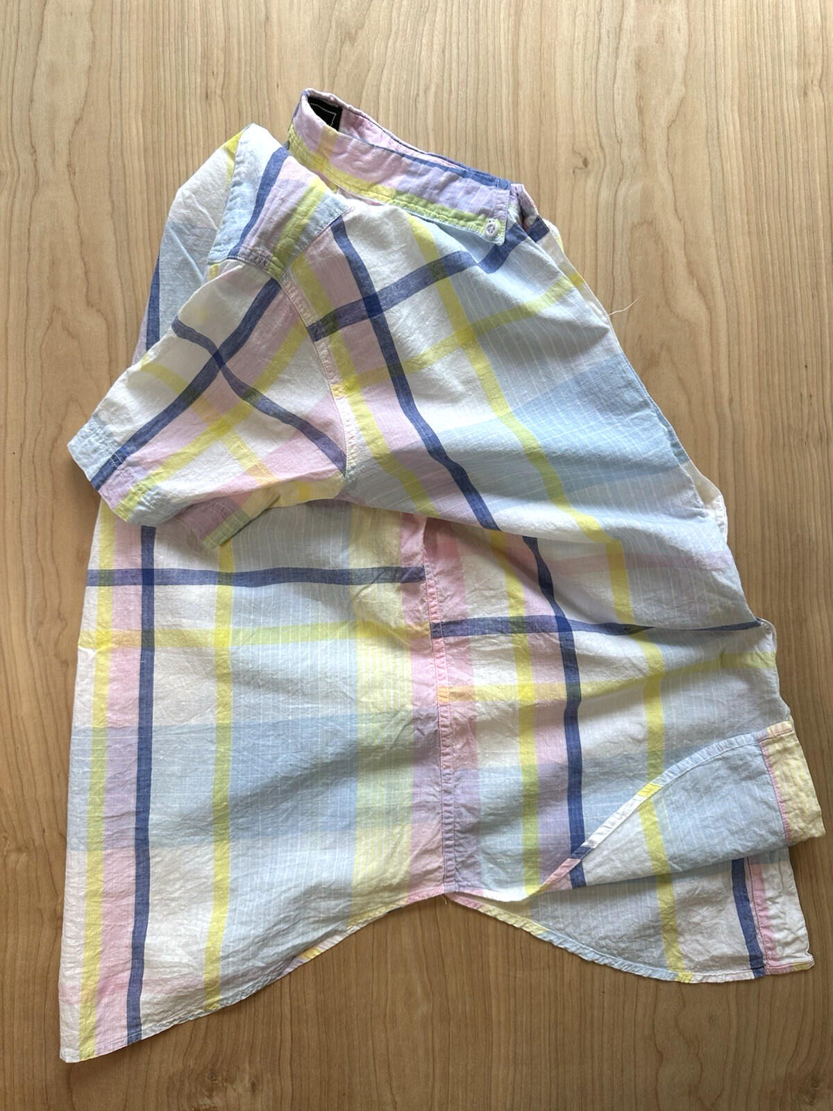 vintage 80's-90's SUMMER PLAID button up SHORT SLEEVE collar MADRAS preppy