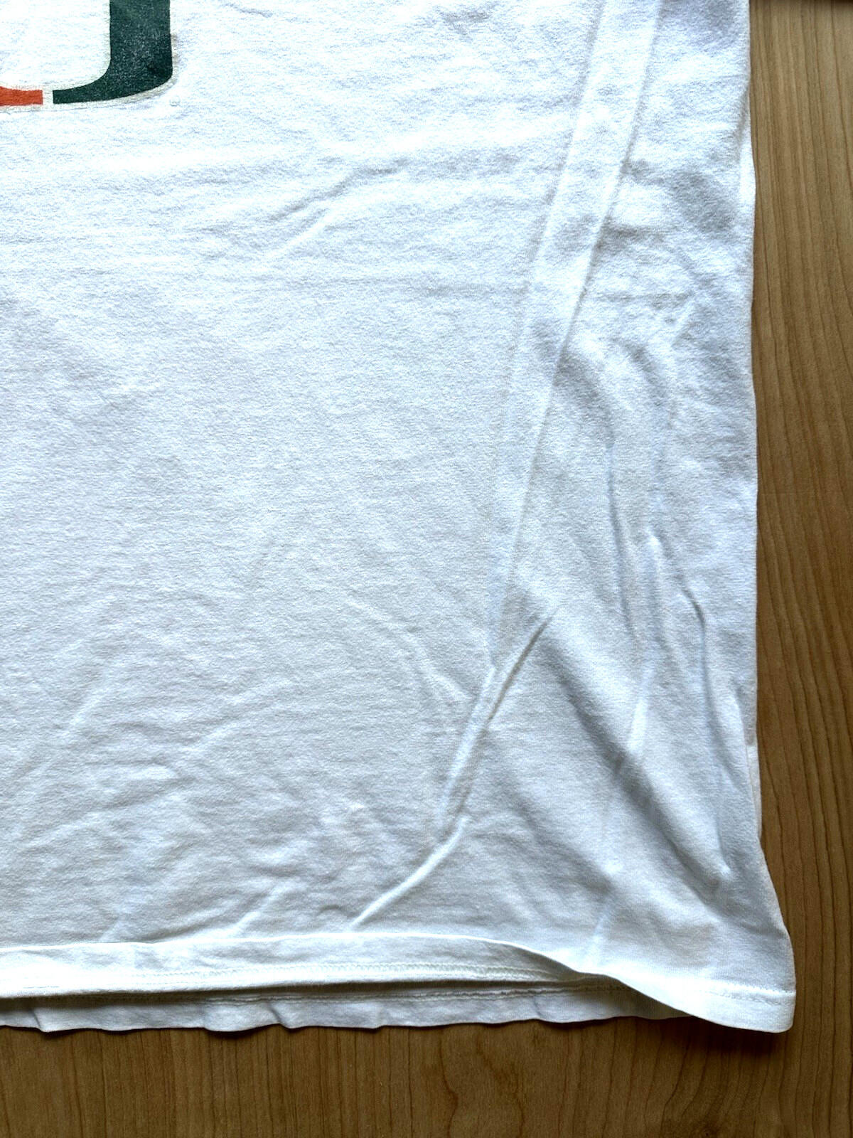 vintage UNIVERSITY OF MIAMI champion T SHIRT worn out FADED medium WHITE soft