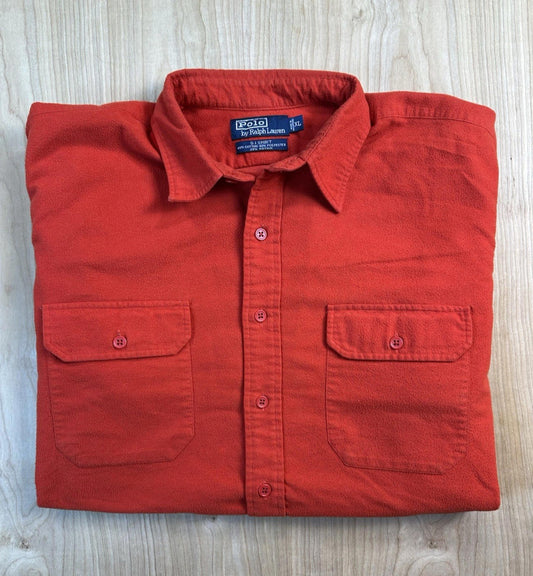 vintage 90's RALPH LAUREN polo G.I. SHIRT button down RED xtra large PREPPY gorp