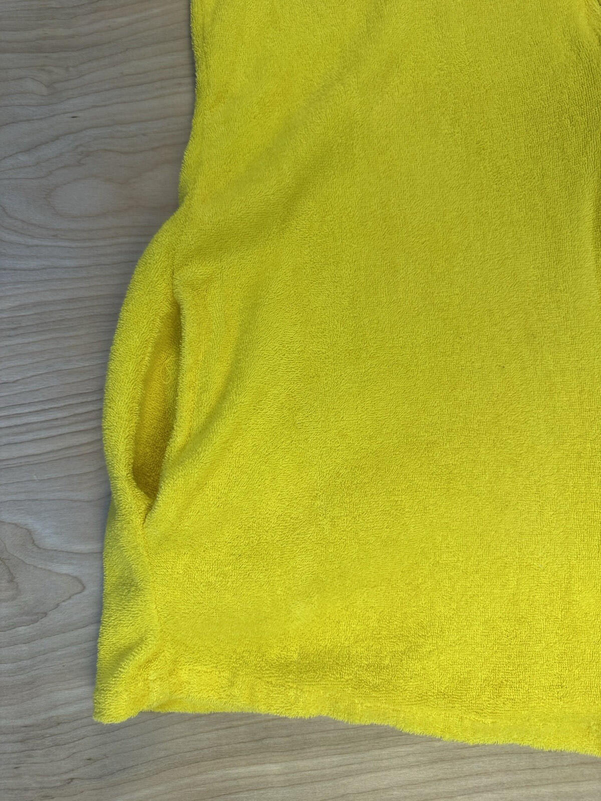 vintage 80's JC PENNY california YELLOW TERRY CLOTH BEACH COVERUP large HOOD