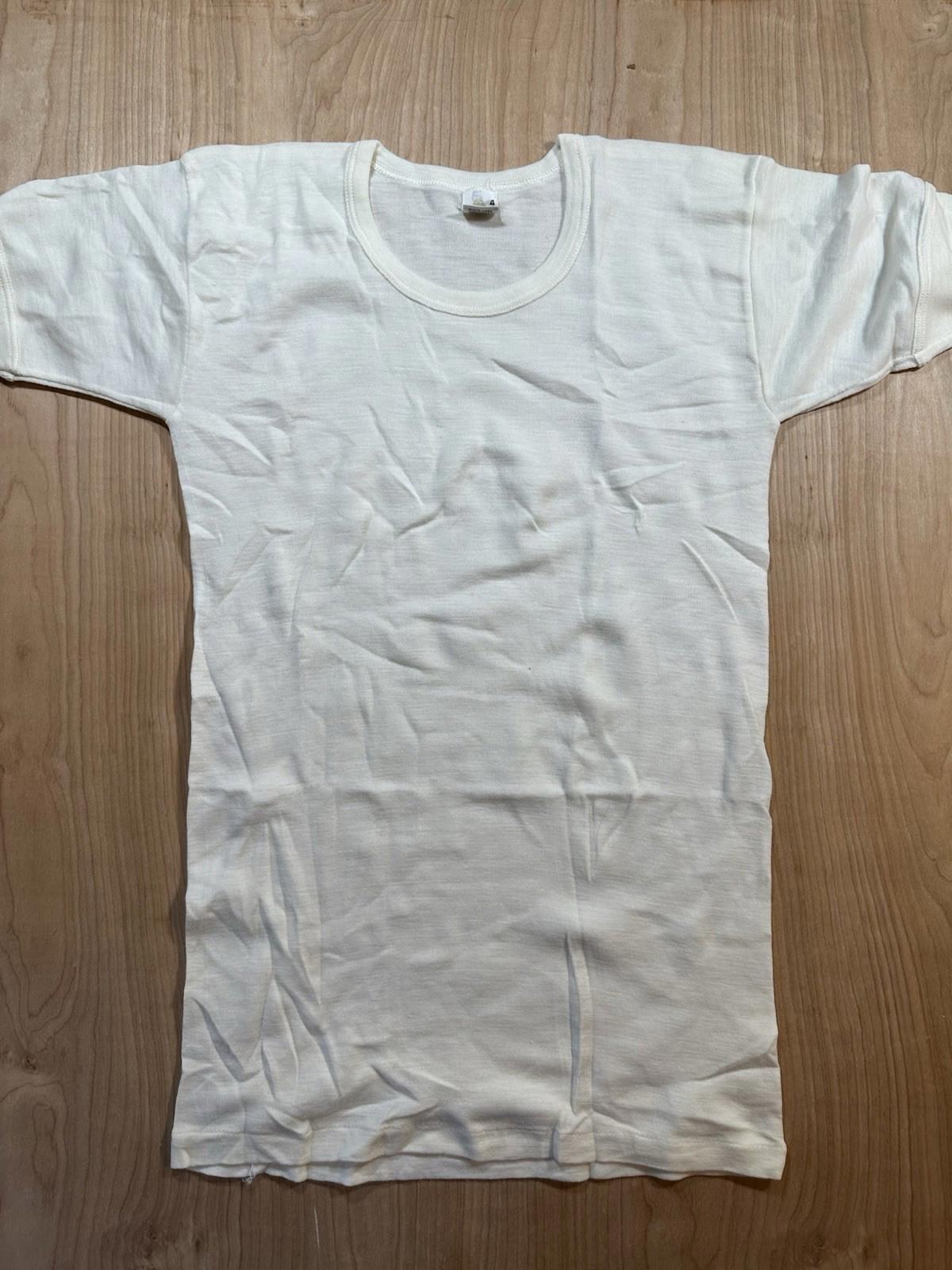 vintage 80's MAMABU wool blend SHORT SLEEVE UNDERSHIRT italian WHITE medium NEW
