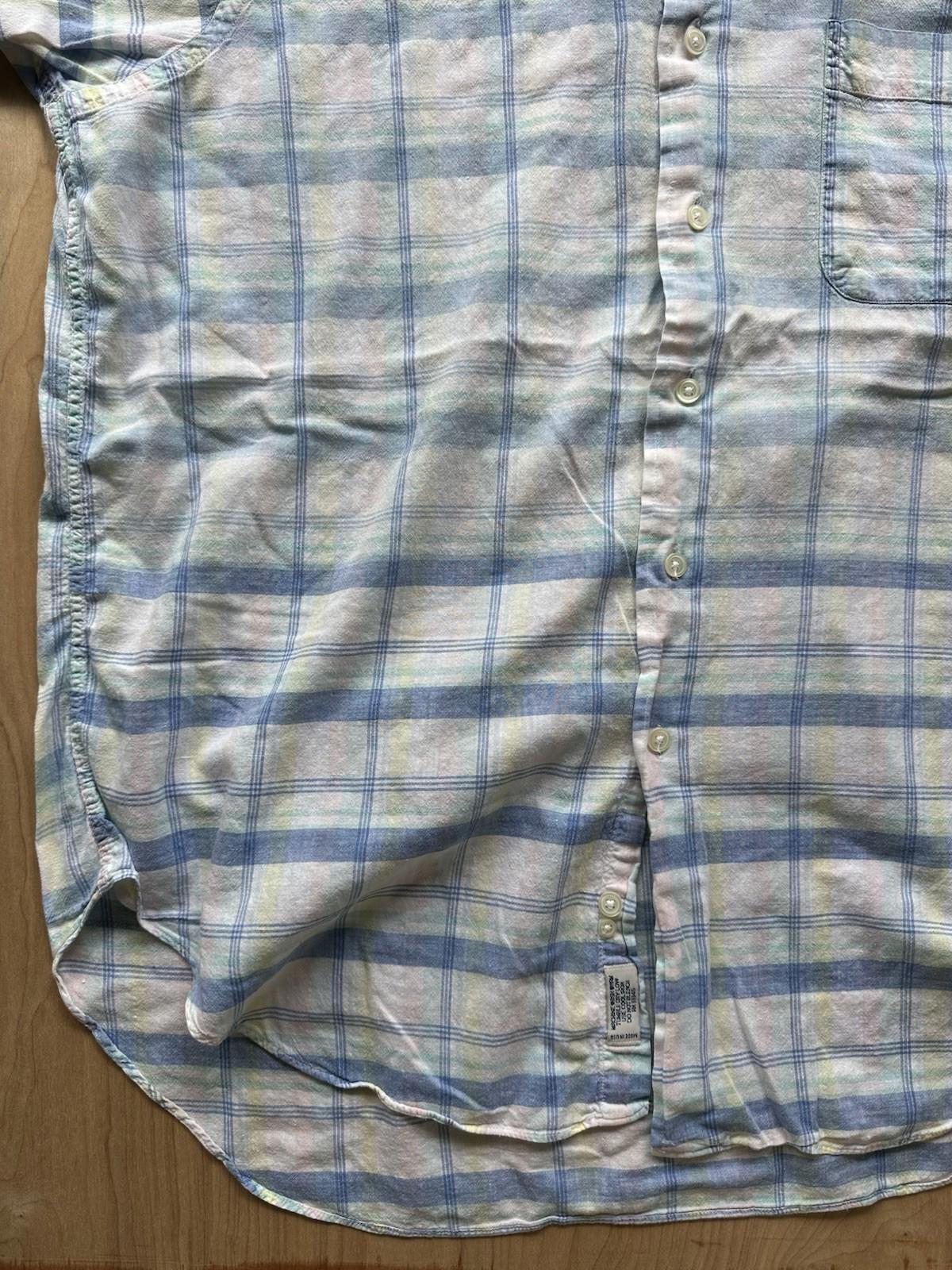 vintage 90's INDIAN MADRAS botton up SHORT SLEEVE large MARK FORE & STRIKE