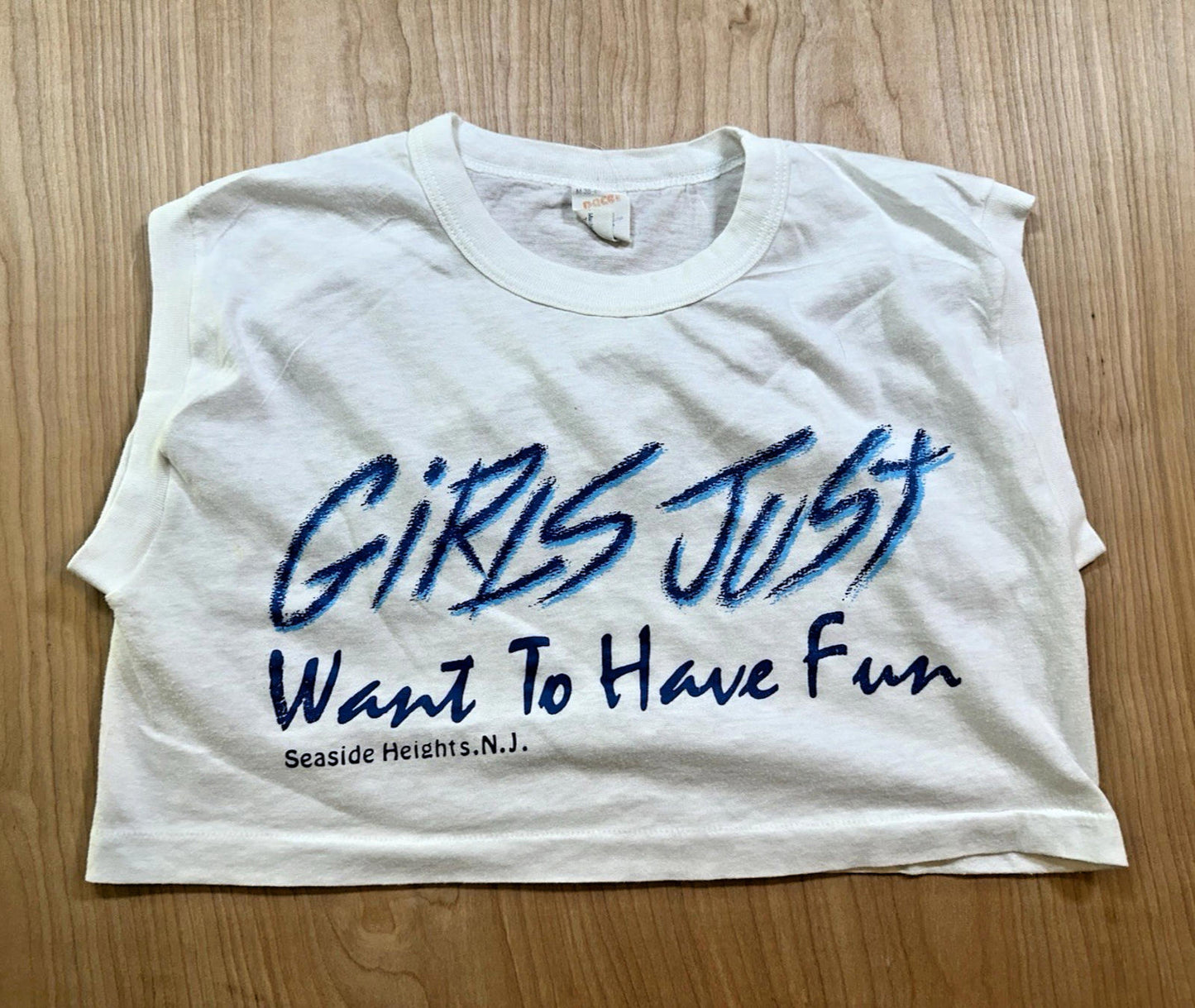 vintage 80's GIRLS JUST WANT TO HAVE FUN halfshirt SEASIDE HEIGHTS NJ board walk