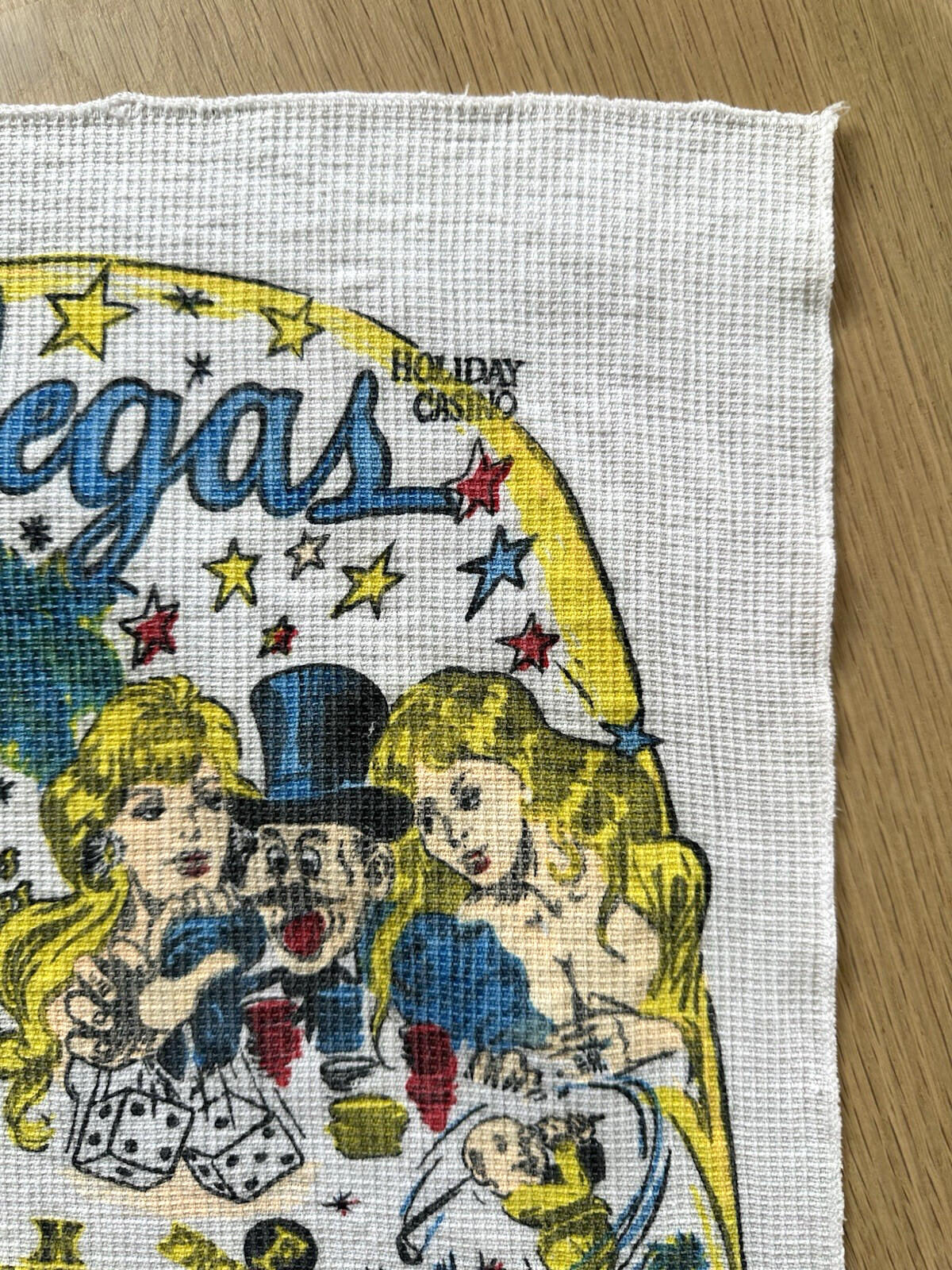 vintage LAS VEGAS tea towel CASINO gambling bar SINATRA rat pack E.F. CLEMENTS