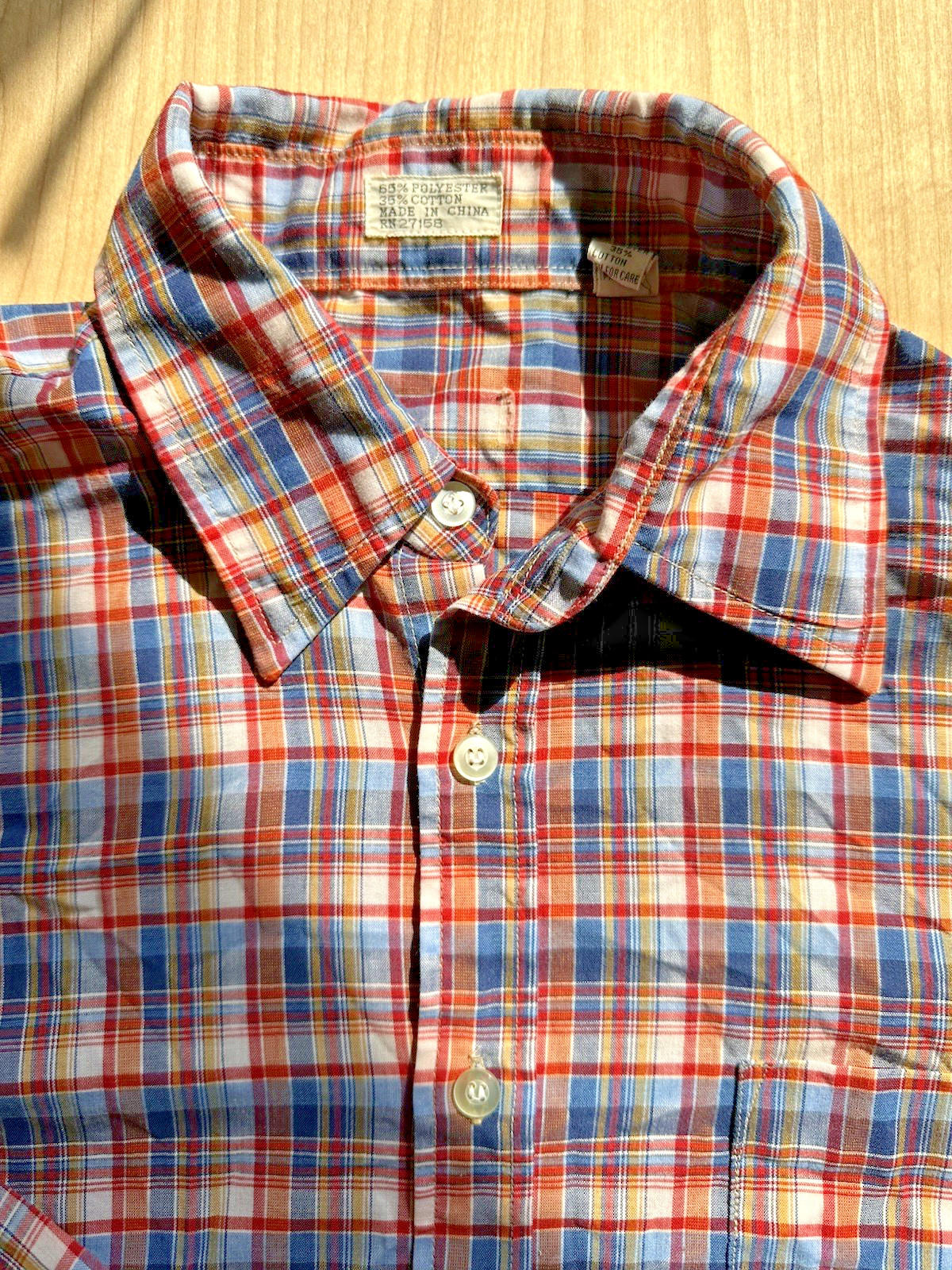 vintage 80's summer weight MENS plaid button up collar shirt INDIE grunge PUNK