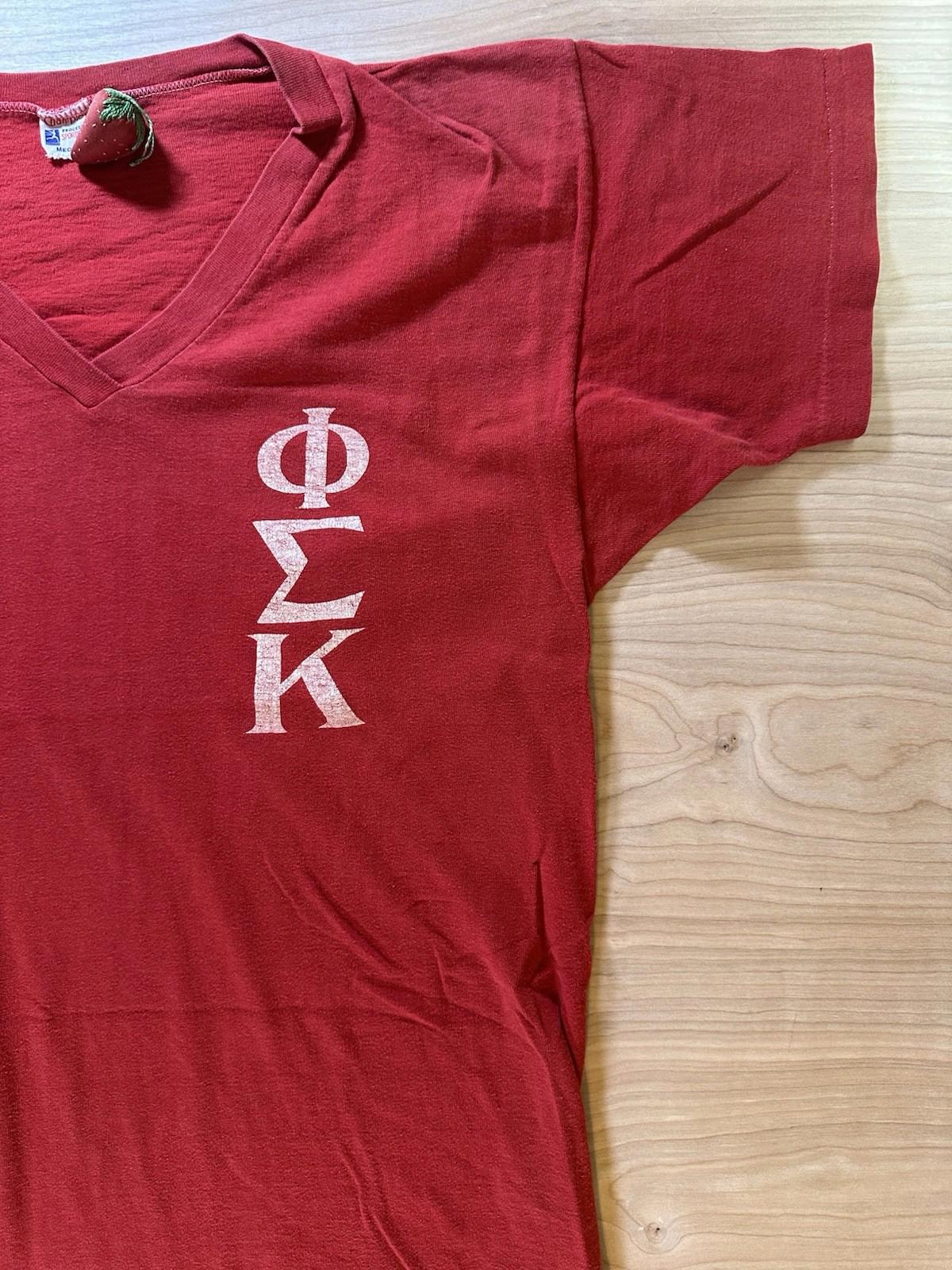 true vintage 1950's CHAMPION sleep shirt PHI SIGMA KAPPA amherst u RED medium