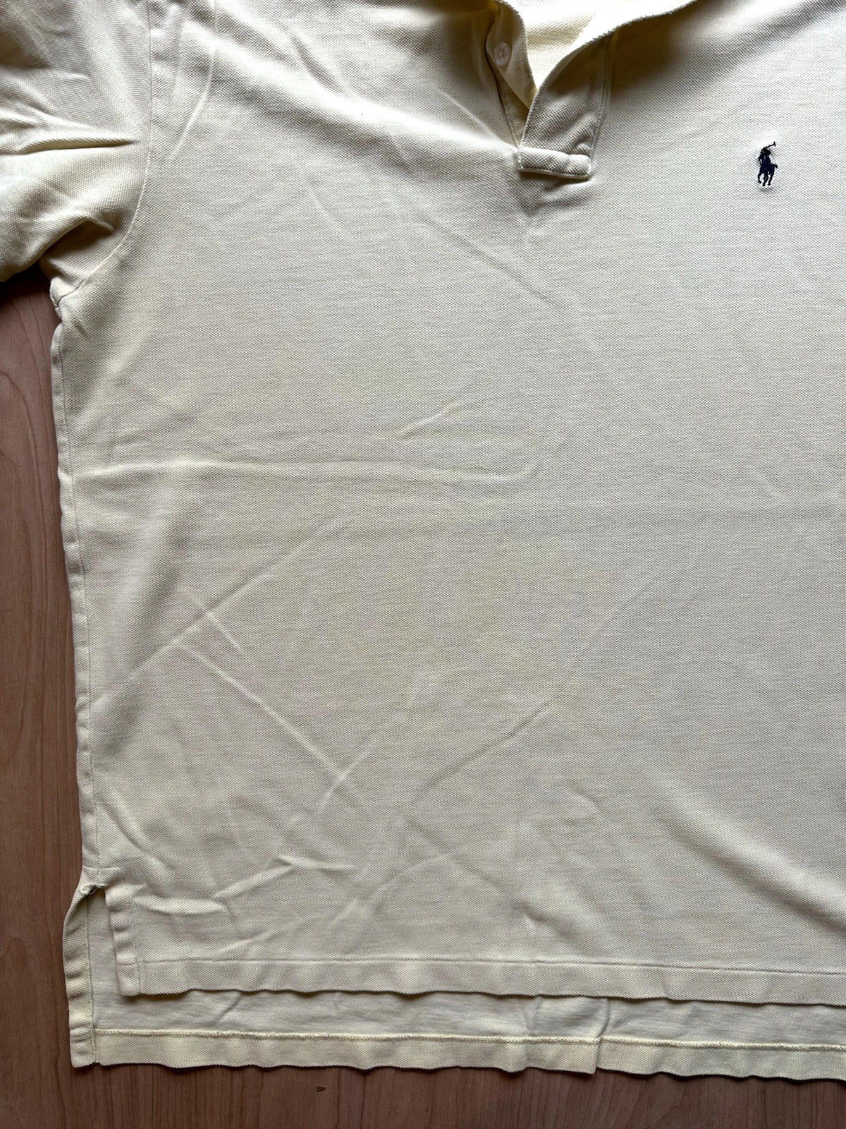vintage 90's POLO shirt RALPH LAUREN yellow WORN faded BROKEN IN shredded SOFT