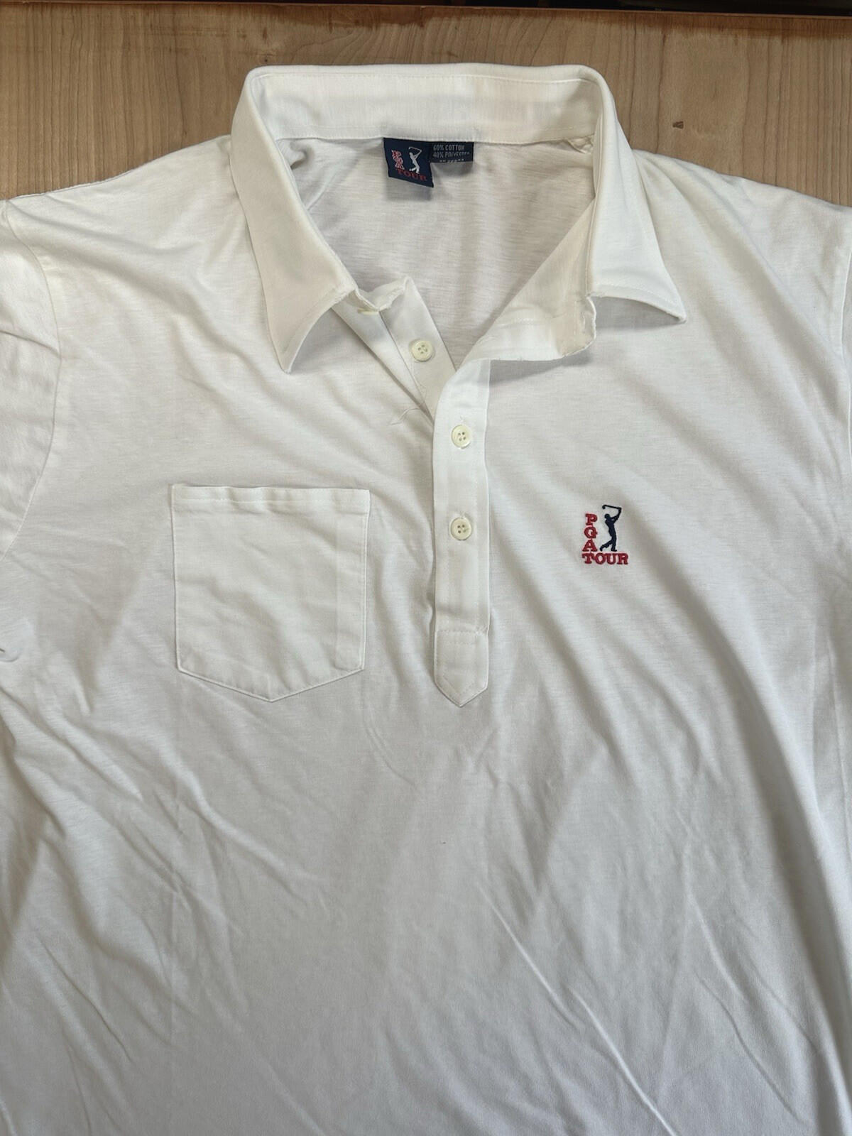 vintage 80'S PGA TOUR  polo SHIRT Classic LARGE white GOLF BRO prep