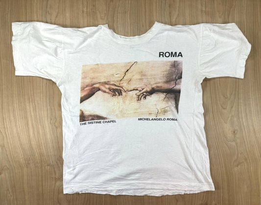 vintage 80's MICHELANGELO ROMA t shirt SISTINE CHAPEL xl COTTON creation of adam
