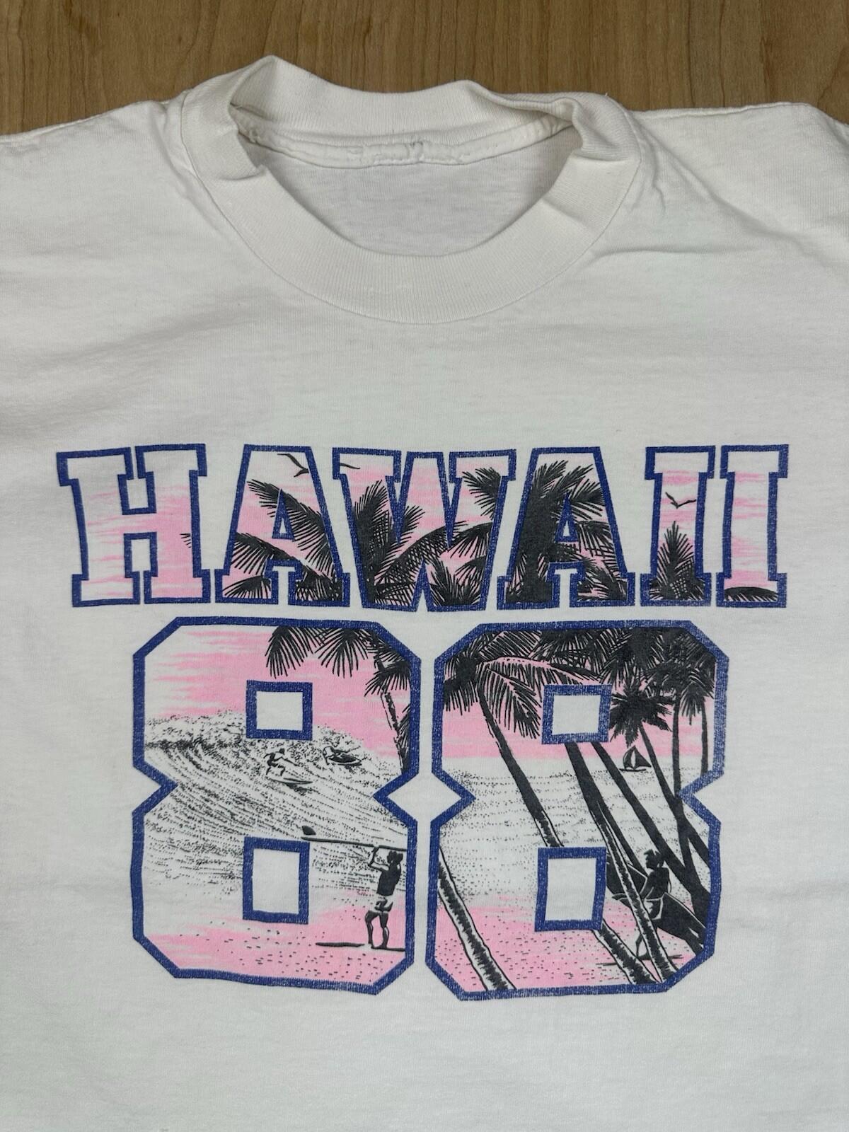 vintage 1988 HAWAII surfing T SHIRT tourist BEACH WARE skateboarding SMALL white