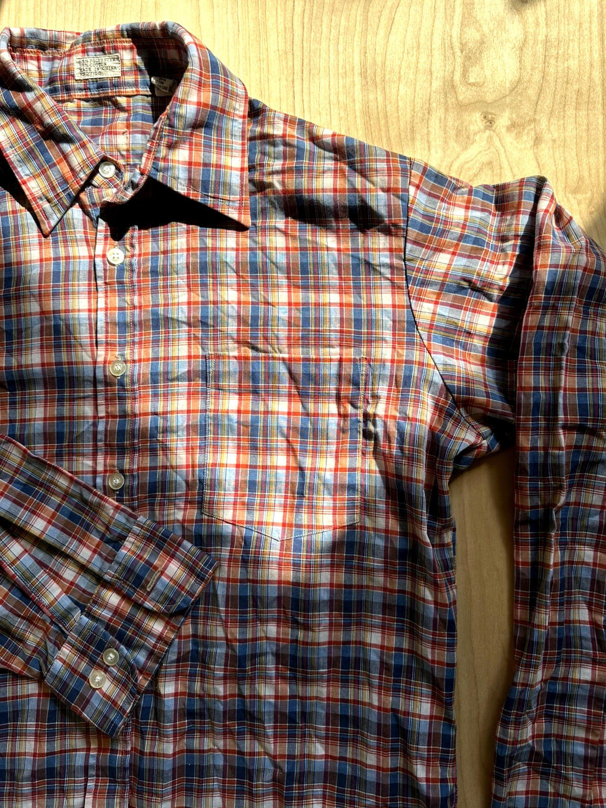 vintage 80's summer weight MENS plaid button up collar shirt INDIE grunge PUNK