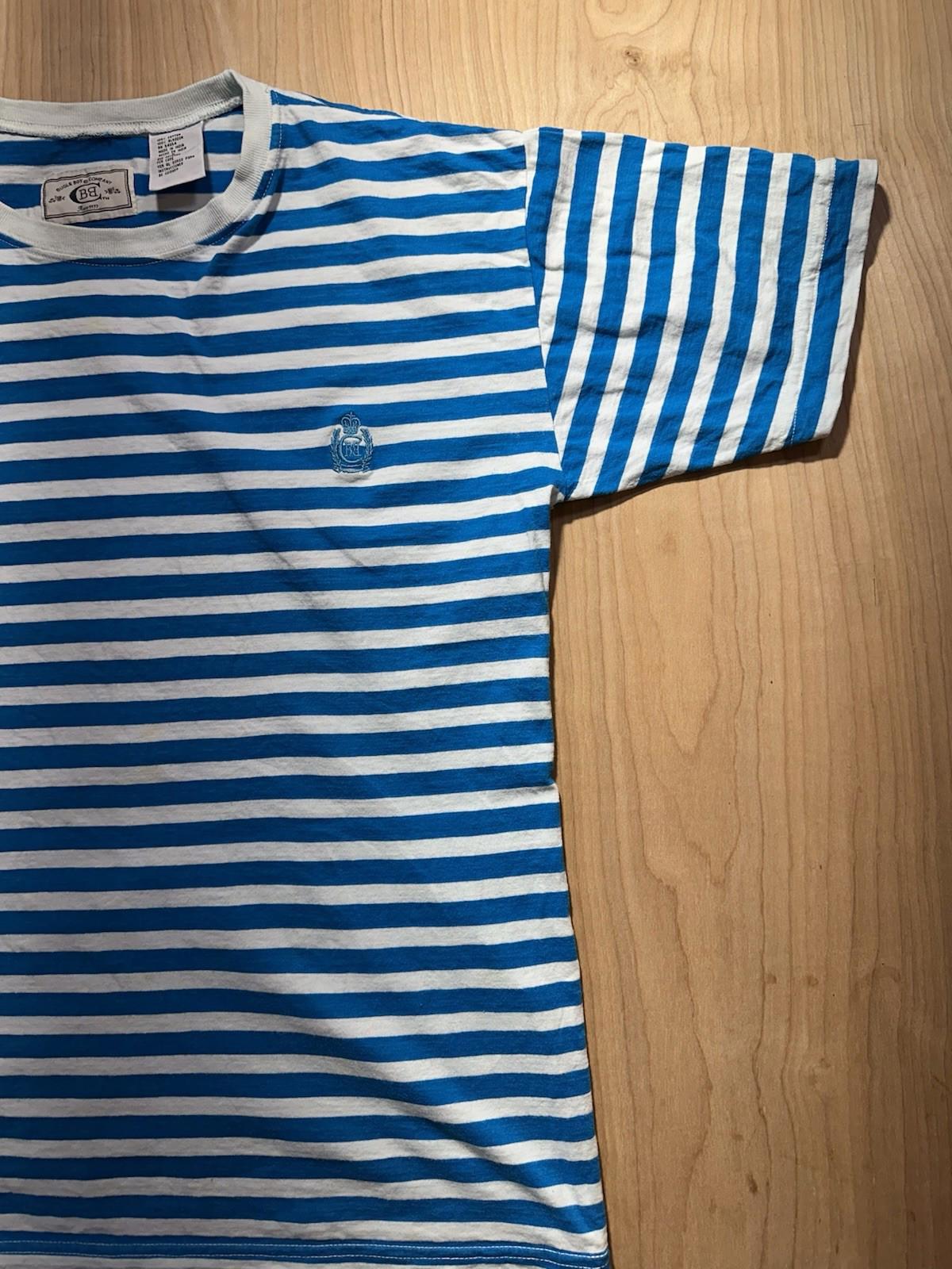 vintage 80's BUGLE BOY striped T SHIRT cotton LARGE preppy PUNK blue and white