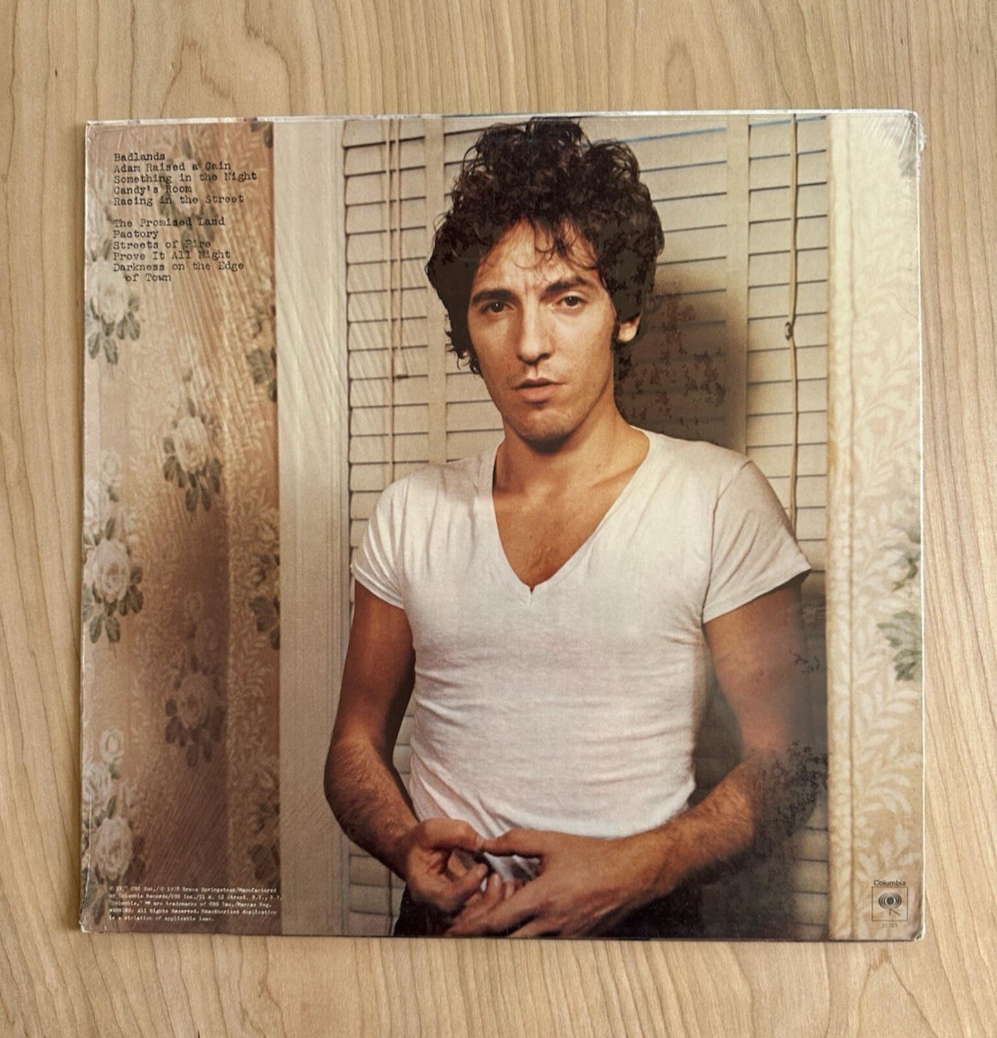 BRUCE SPRINGSTEEN darkness on the edge LP w/ HYPE STICKER lyric sheet DUST SLEEV
