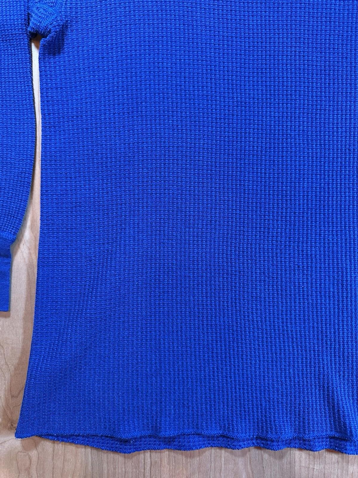 vintage 70's LONG JOHNS waffle top BLUE size LARGE super cool!