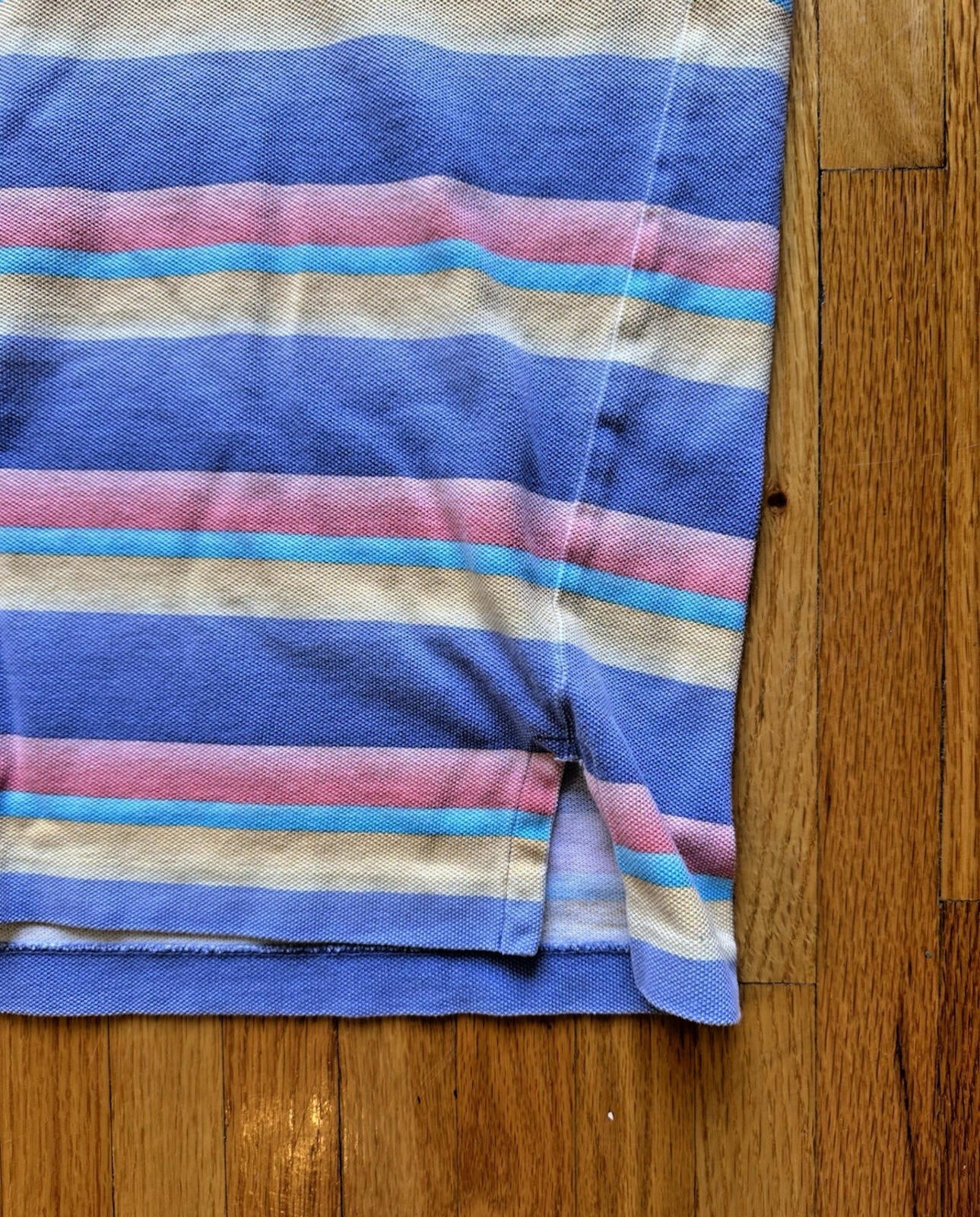 vintage HUNT CLUB faded striped crew neck SHIRT size LARGE 90'S jc penny
