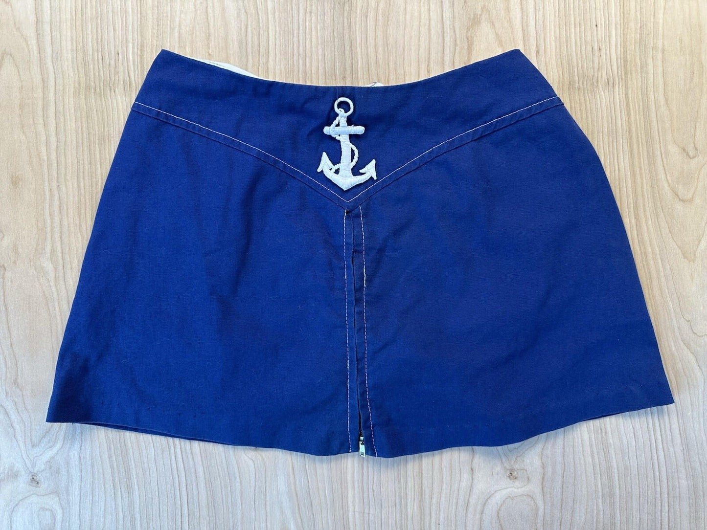 vintage 80's NAUTICAL blue ANCHOR embroidered SKORT/MINI DRESS 25" waist