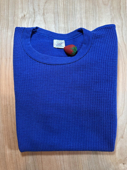 vintage 70's LONG JOHNS waffle top BLUE size LARGE super cool!
