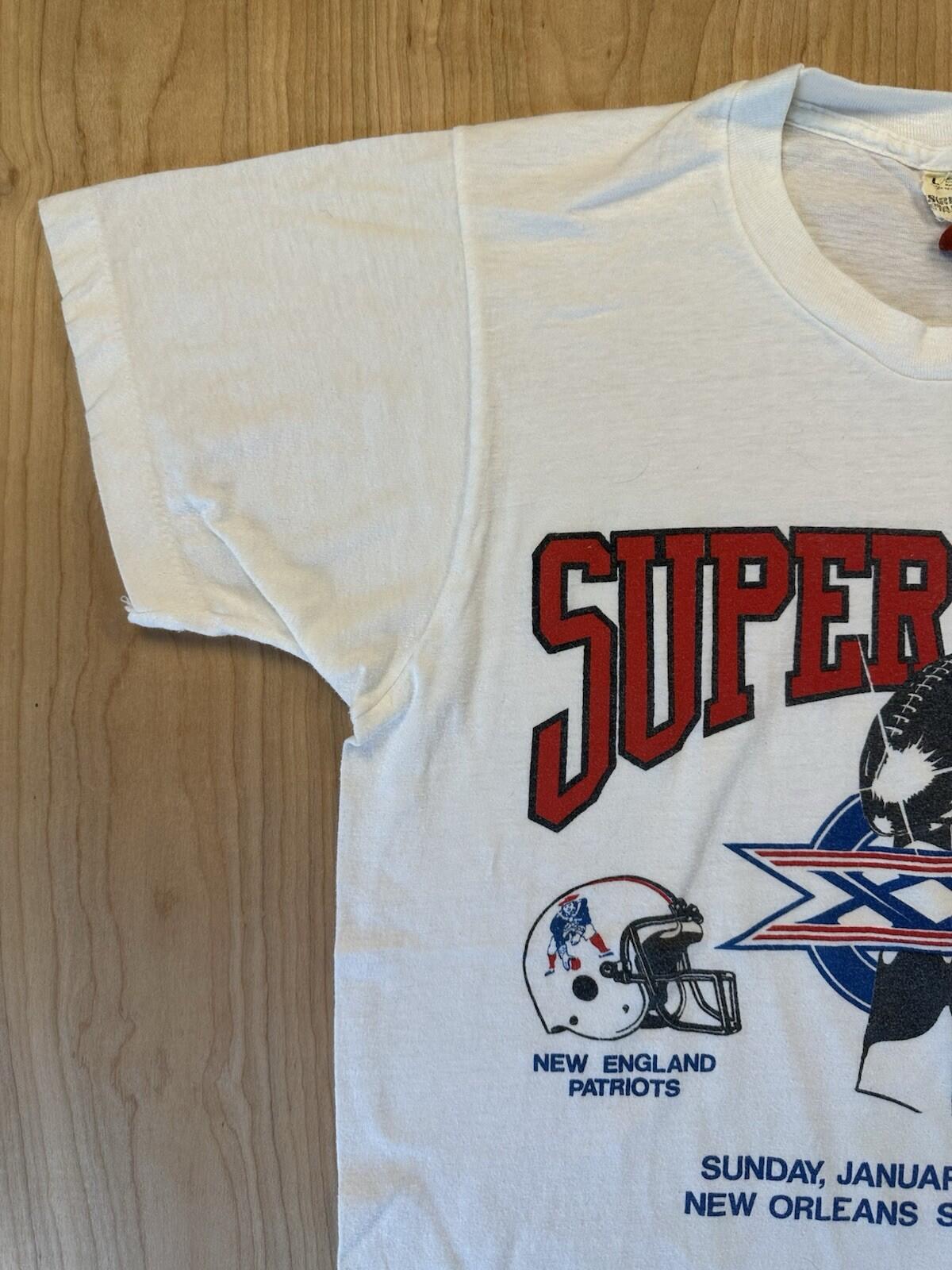 vintage 1986 SUPER BOWL t shirt PATRIOTS football BEARS screen stars MADE IN USA