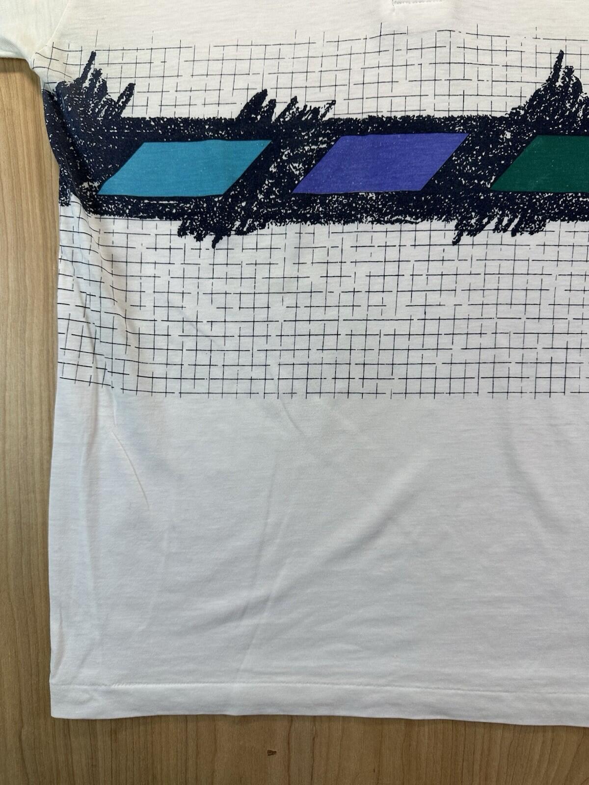 vintage 90's DUNLOP super faded POLO geometric design MEDIUM teal PURPLE preppy
