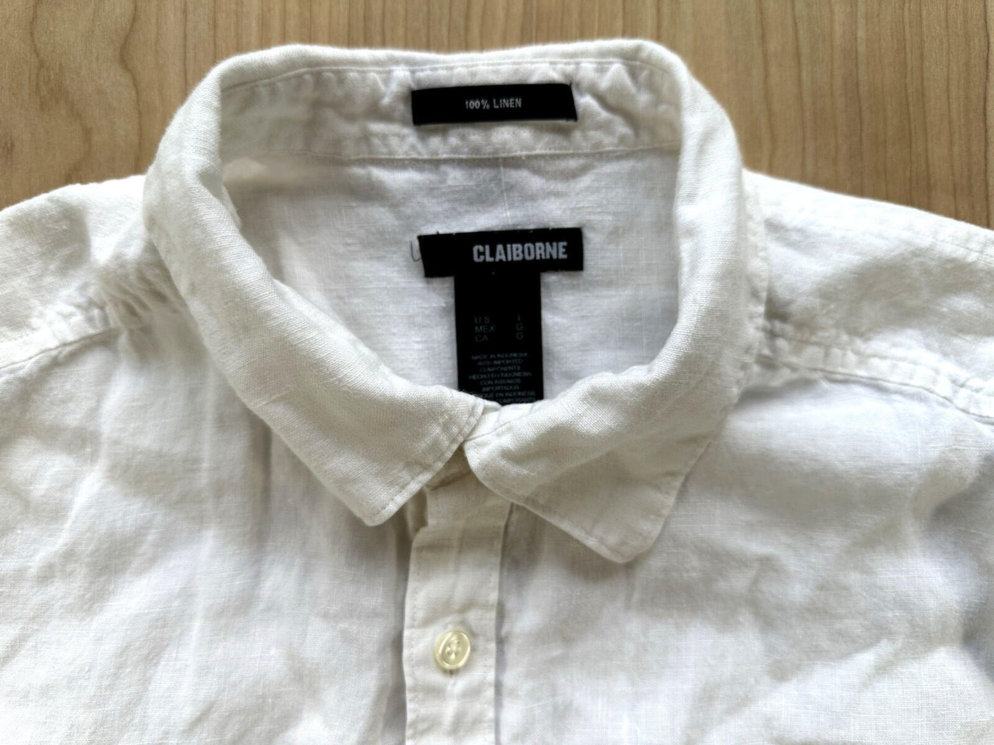 vintage 90's LINEN button up shirt MENS large pockets SUMMER gorp CLAIBORNE