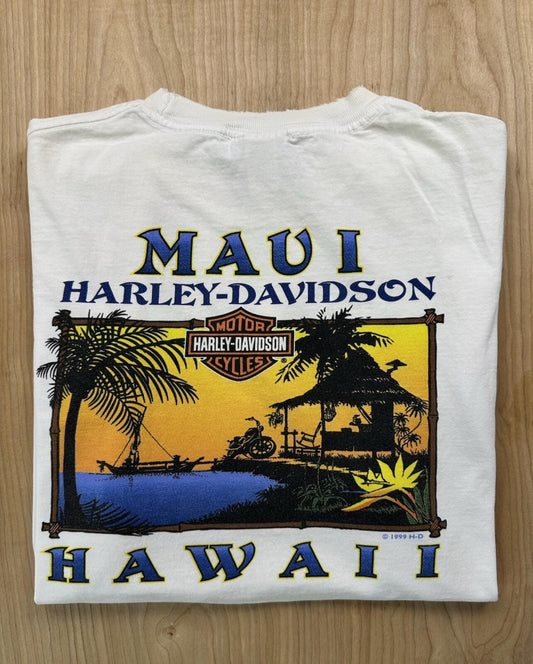 vintage 90's HARLEY DAVIDSON T SHIRT maui HAWAII made in USA shredded