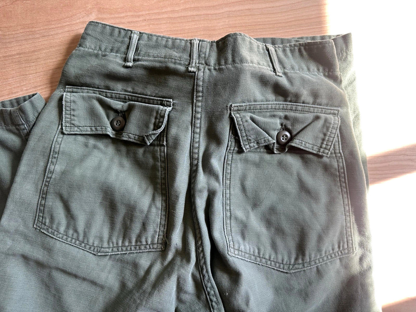 Vintage Vietnam 1968 Era OG 107 Military Green unisex 28" x 30" Pants patches