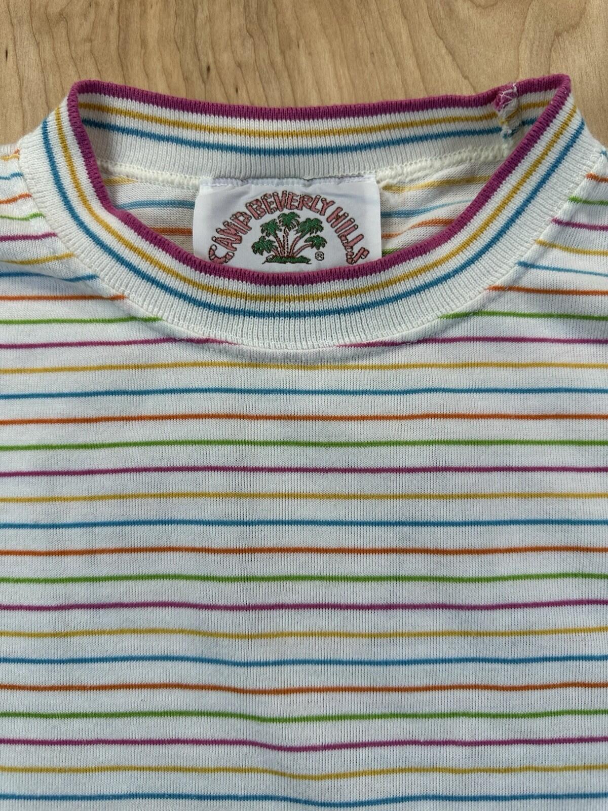 vintage 80's CAMP BEVERLY HILLS crop top applique NEW WAVE striped VALLEY GIRL