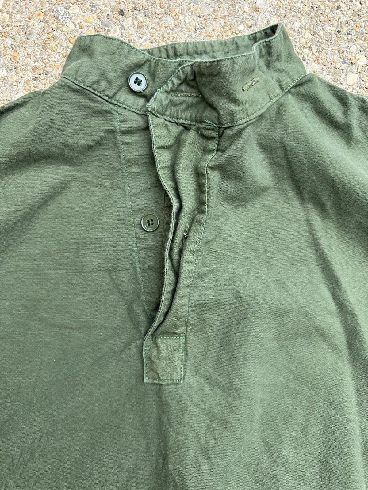 vintage military longsleeve POPOVER large PREPPY gorpcore MANDARIN type collar