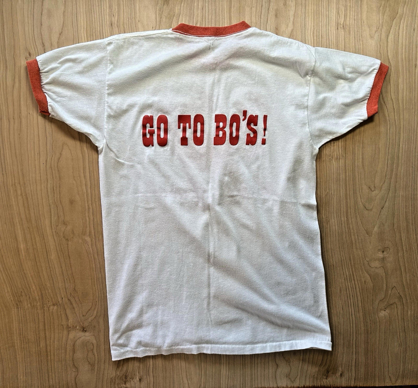 BO BROOKS CRAB HOUSE vintage RINGER T SHIRT single stitch 1980 BALTIMORE rare
