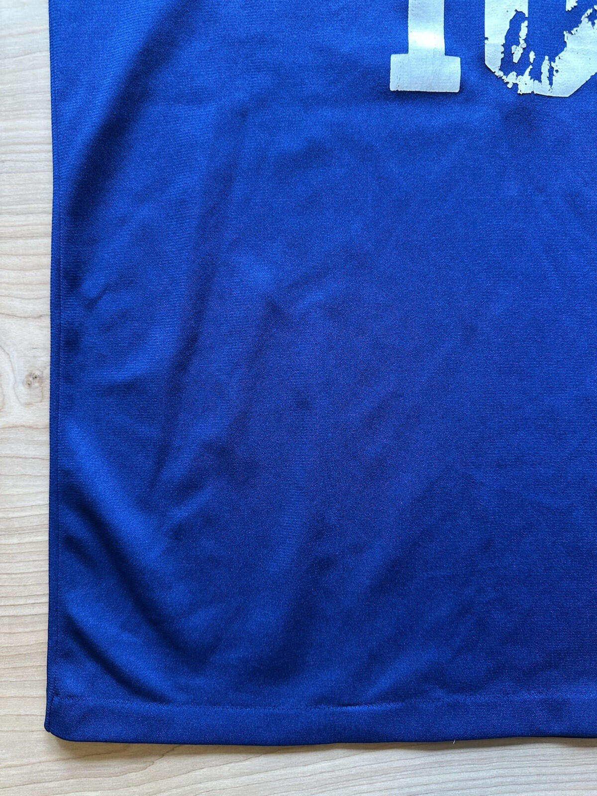 vintage 90's BASKETBALL jersey LARGE blue and white ringer FADED worn #10 NJHC
