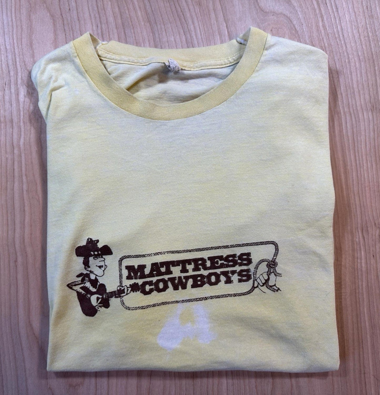 vintage 80's MATTRESS COWBOYS t shirt SCREEN STARS XL sun faded BLEACHED
