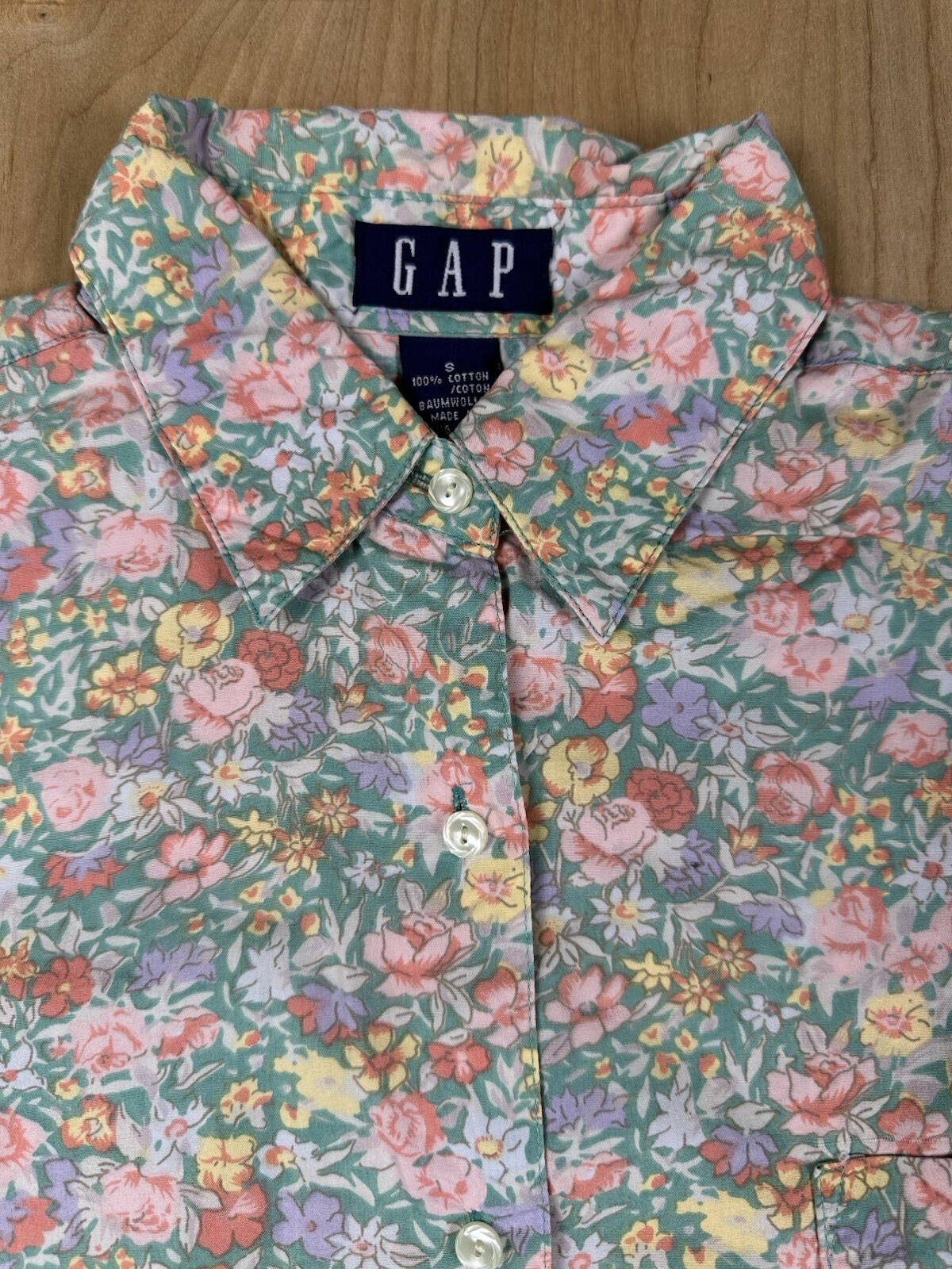 vintage 90's GAP floral BLOUSE lightweight COTTON small COUNTRY preppy BUTTON UP