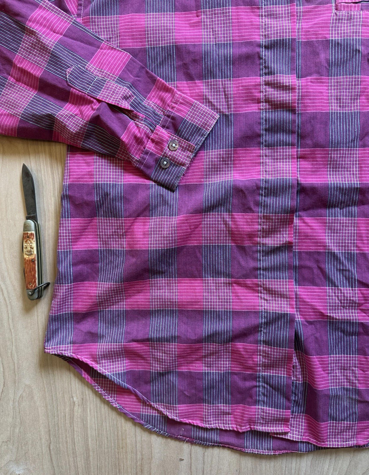 vintage 80's womans Blouse button up SHIRT pink NEW WAVE punk DISCO medium