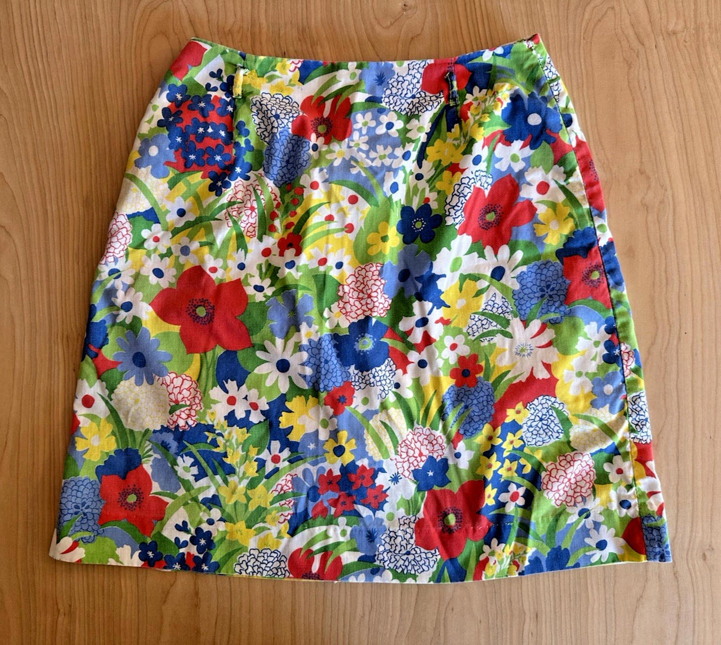 vintage 70's FLORAL A line SKIRT back slit ZIPPER indie HIPPY preppy ONE POCKET