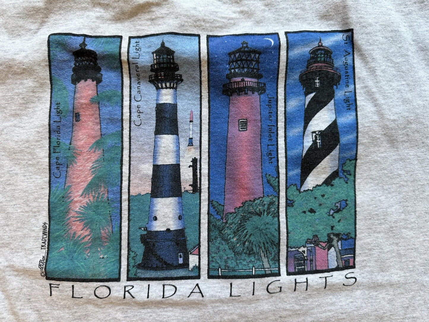 vintage 90's FLORIDA LIGHTHOUSE T SHIRT single stitch preppy LARGE nautical
