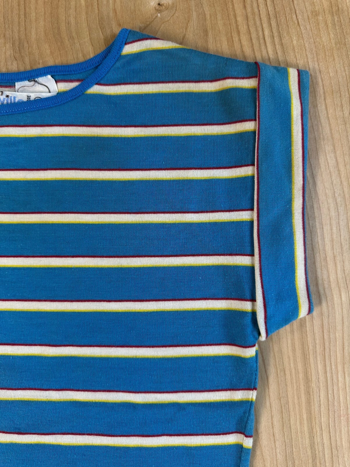 Vintage 70s Topsville Striped knit top small cap sleeve baby tee stretchy
