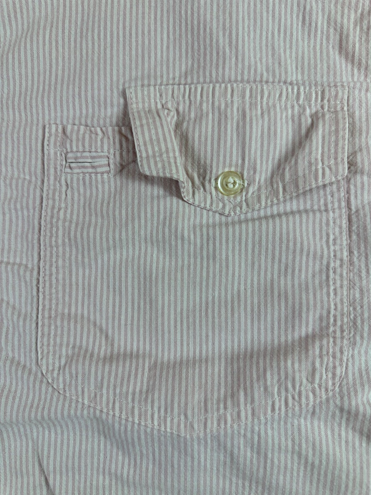 Vintage 80s Ilio Seersucker button up shirt large 100% cotton preppy striped