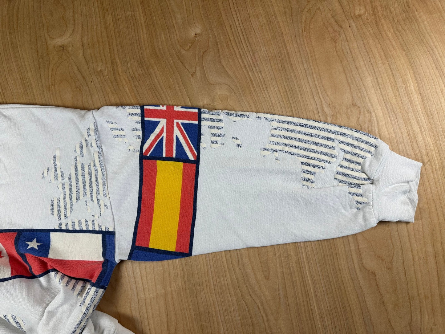 Vintage 80s International Flag Sweatshirt large map olympics cozy sporty